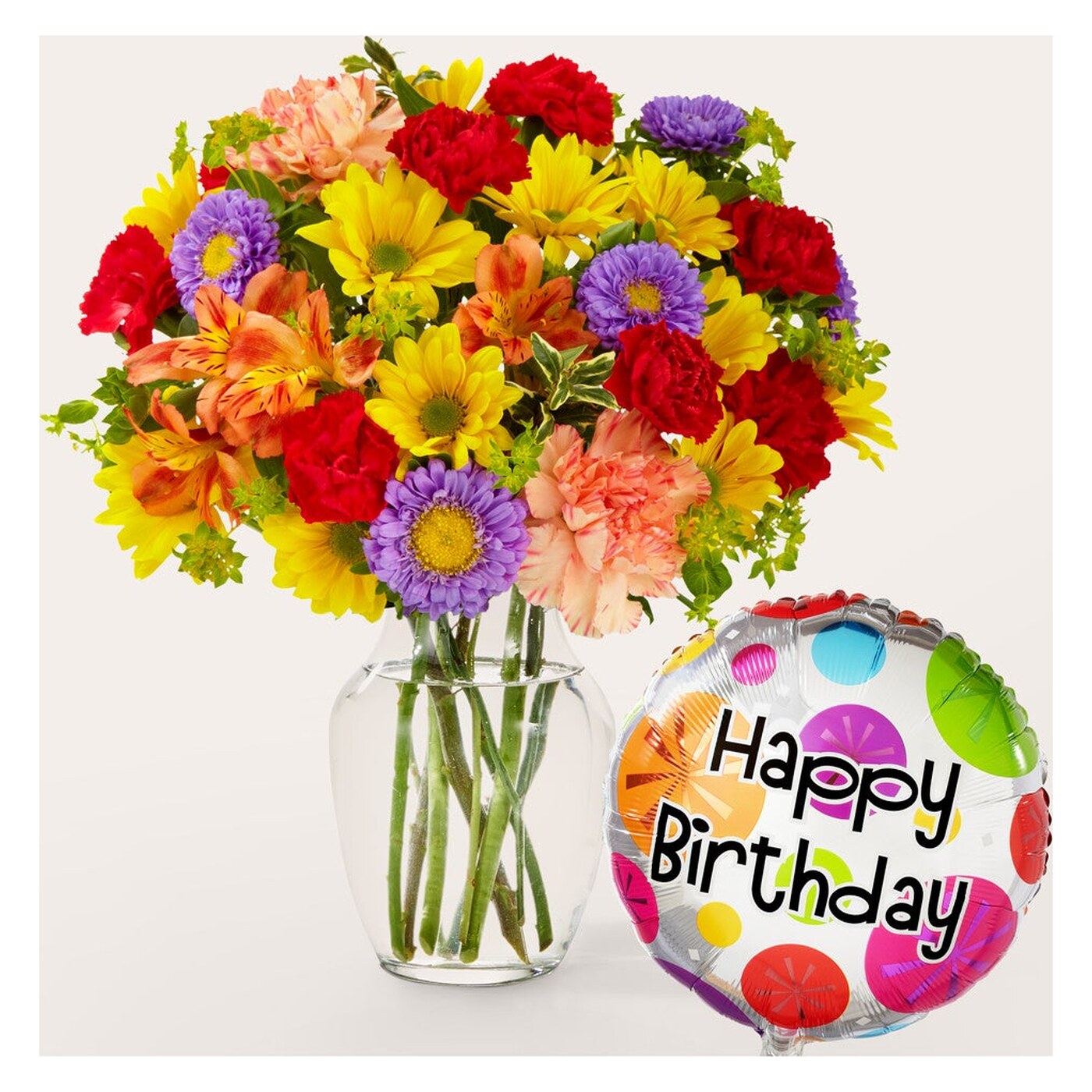 Kaleidoscope Bouquet with Birthday Balloon