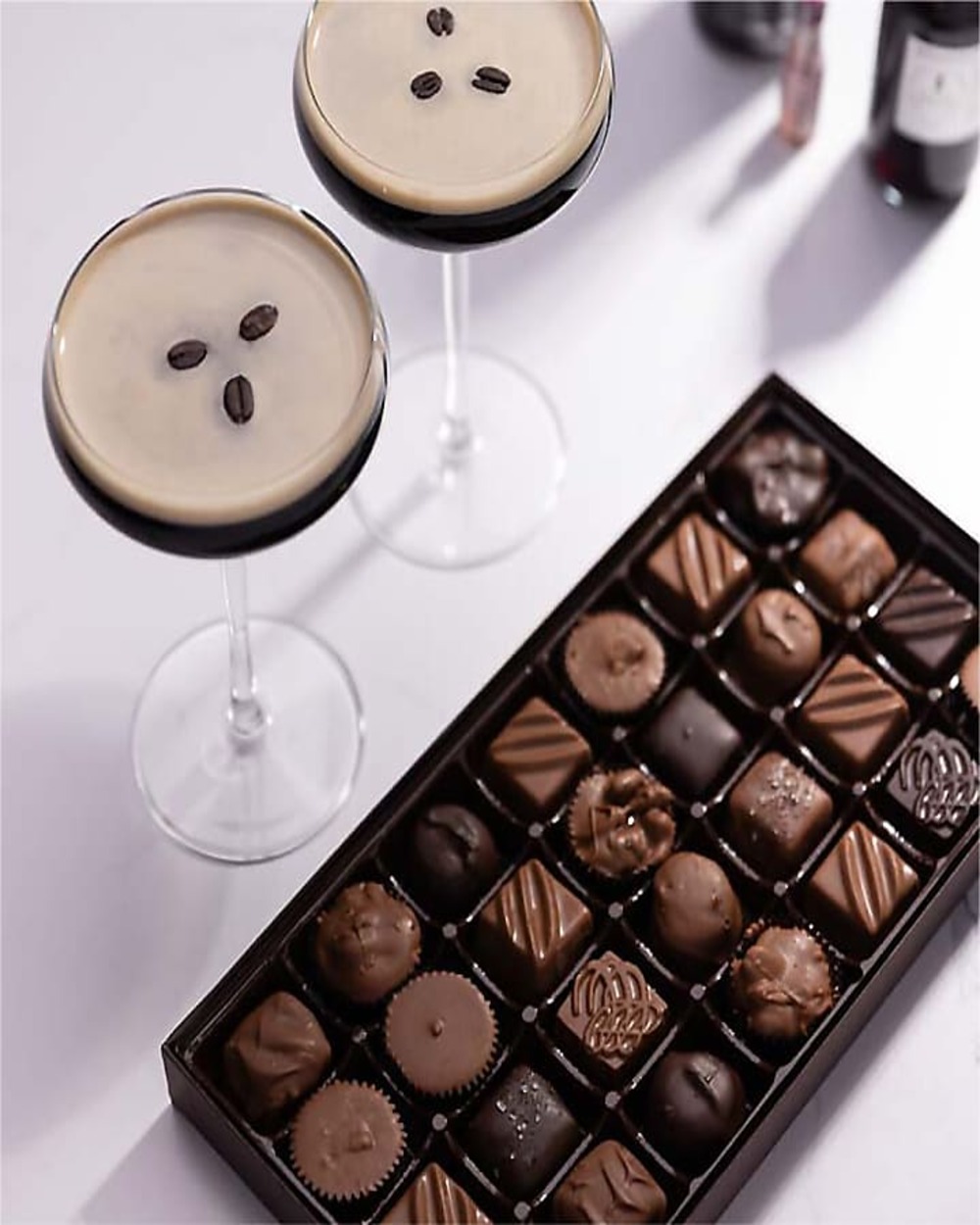 Gourmet Chocolate Box with Chocolate Cherry Espresso Martini Cocktail Kit