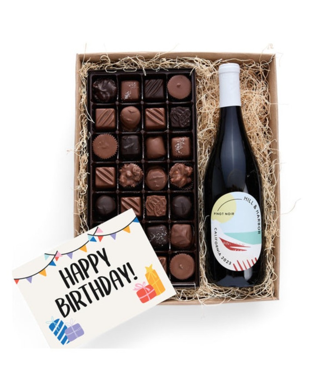 Happy Birthday! Gourmet Chocolates & Red Wine Gift