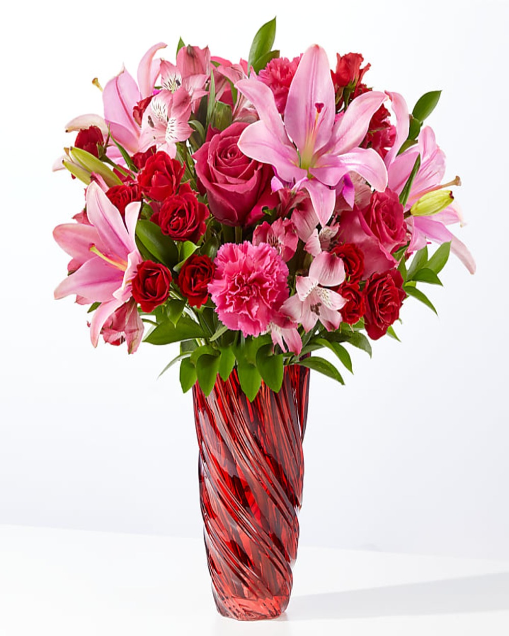 In Love Bouquet with Luxe Swirl Vase - Deluxe