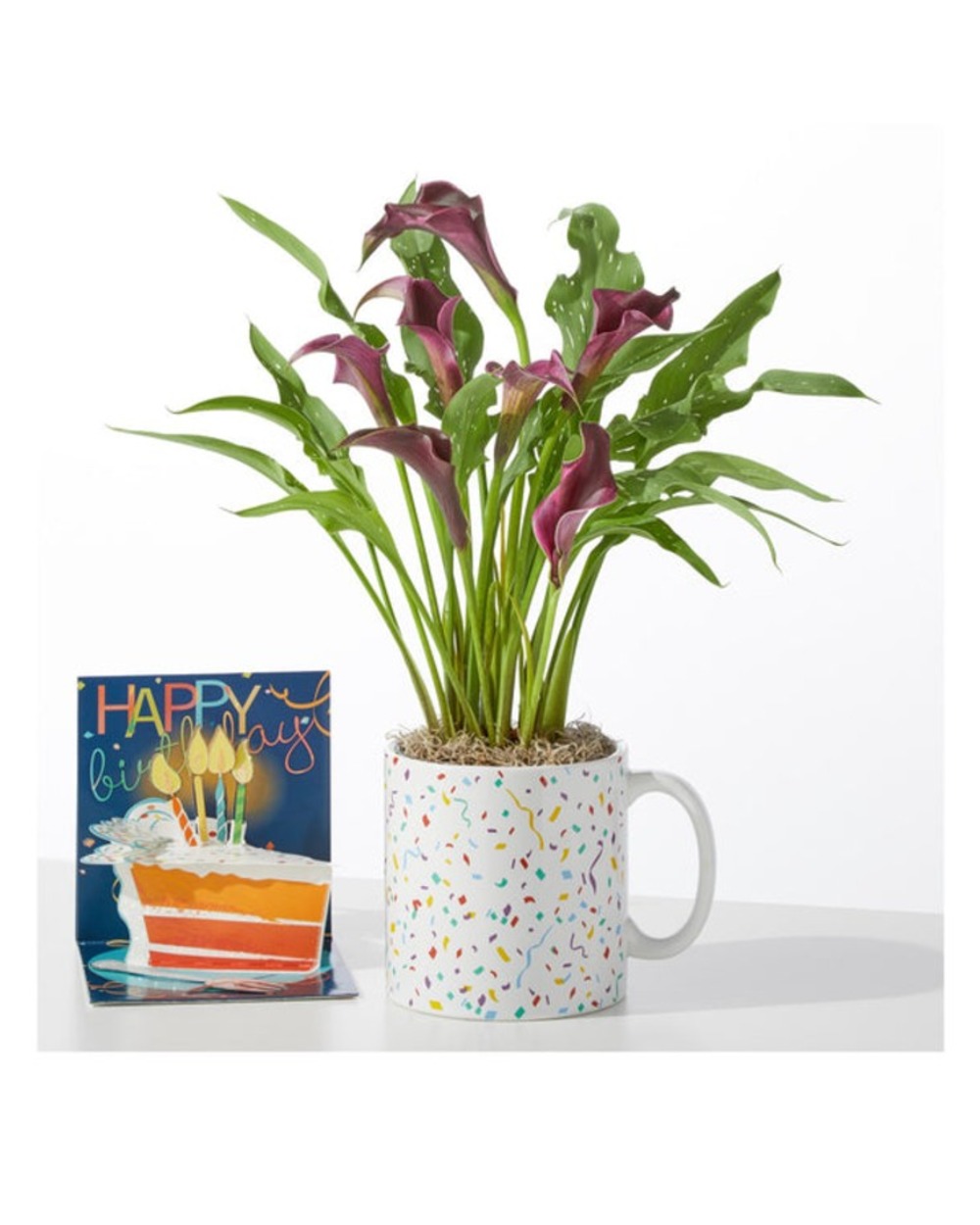 Purple Calla Celebration Mug with Pop Up Card