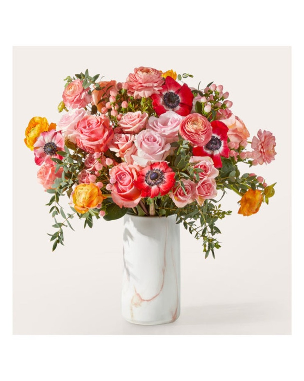 Weekends in the Hamptons Bouquet - Deluxe with Pink Marble Vase